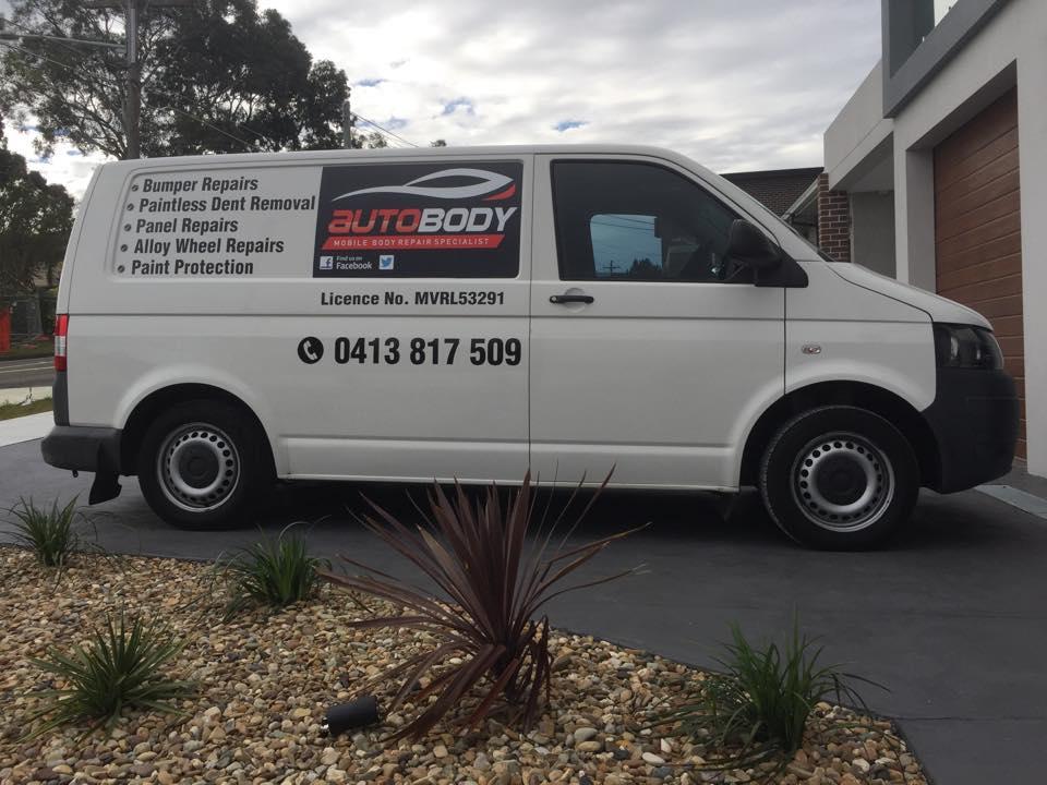 AB Autobody mobile service van — licence MVRL53291 — covering Sydney